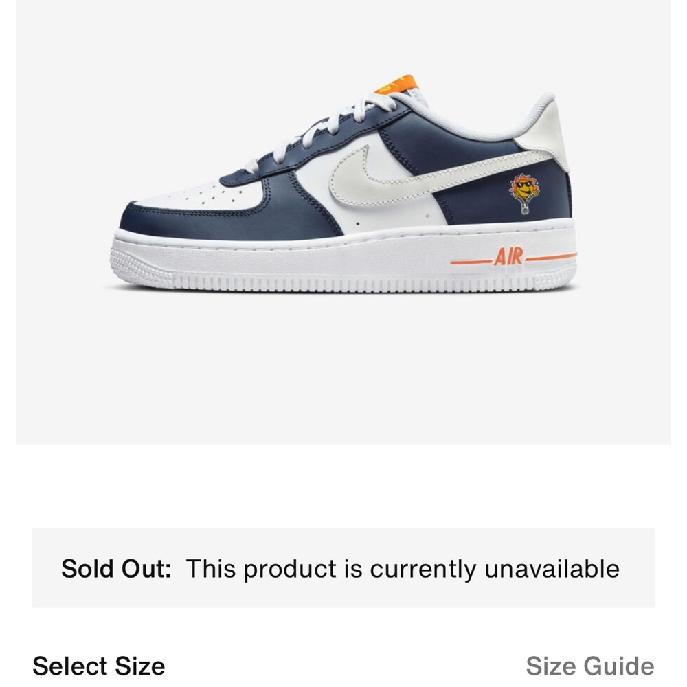 Nike Air Force 1 Low - Navy and White with Orange Highlights